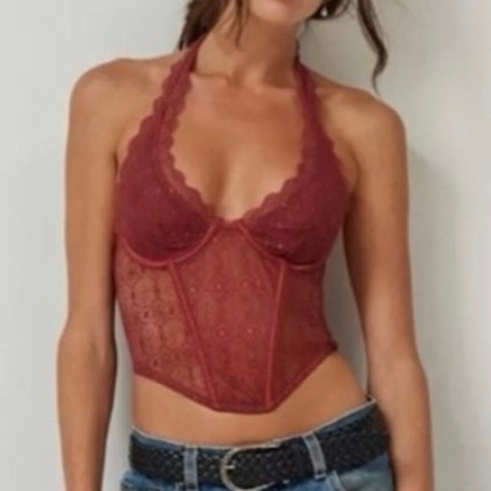 Out From Under UO Weekend In Marrakesh Halter Corset Top Copper/Rust - Sz M NWT